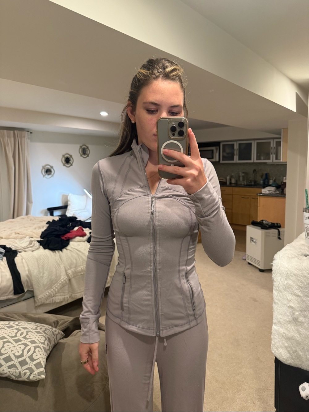 lululemon athletica Light Gray Fitted Full-Zip Jacket